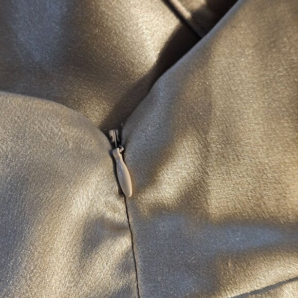 Birdy Grey One Shoulder Satin Maxi Dress Champagne 3X Formal Wedding Trendy Luxe - Picture 6 of 16